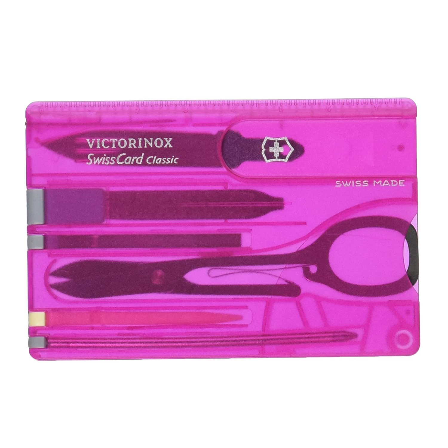 Victorinox SwissCard Classic Swiss Army Pocket Knife Set (Pink Translucent)