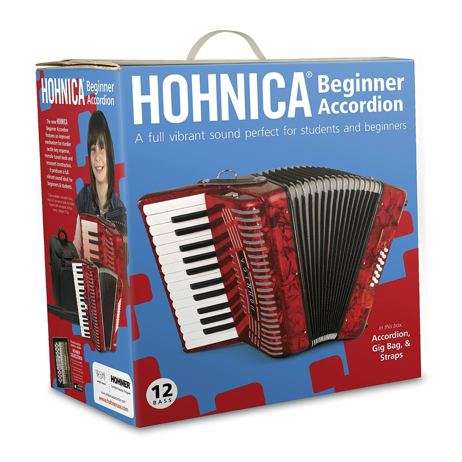 Hohner 1303-RED 12 Bass Entry Level Piano Accordion (Red) | eBay