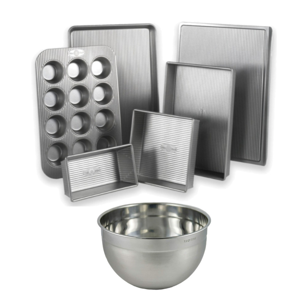 USA Pan 6Piece Bakeware Set with Stainless Steel Mixing Bowl