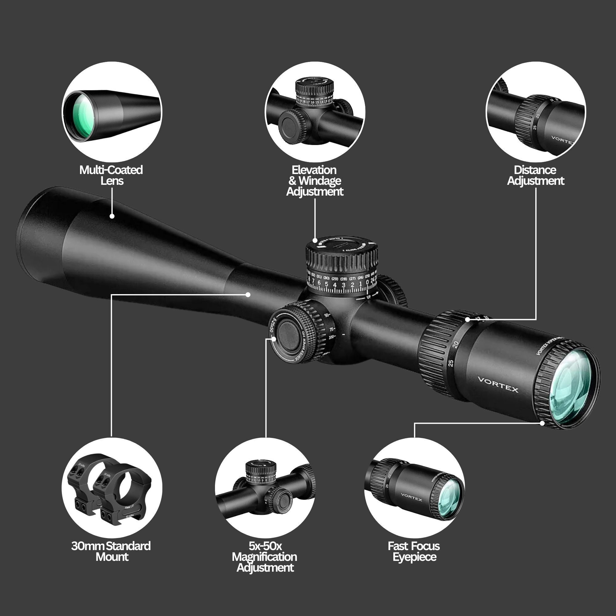 Vortex Viper HD 5-25x50 Dead-Hold Riflescope FFP VMR-4 MOA Reticle
