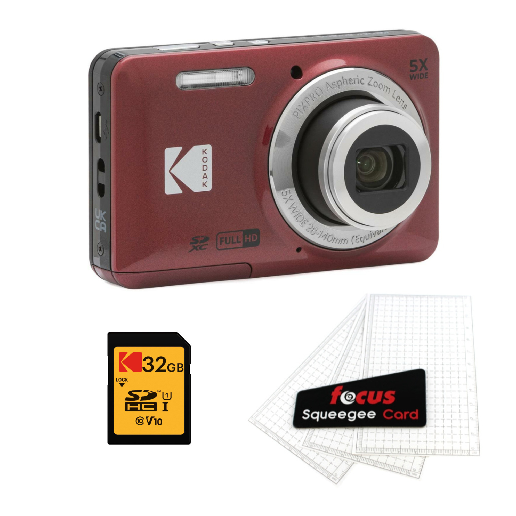 Kodak PIXPRO Friendly Zoom FZ55 Red Digital Camera Memory Card