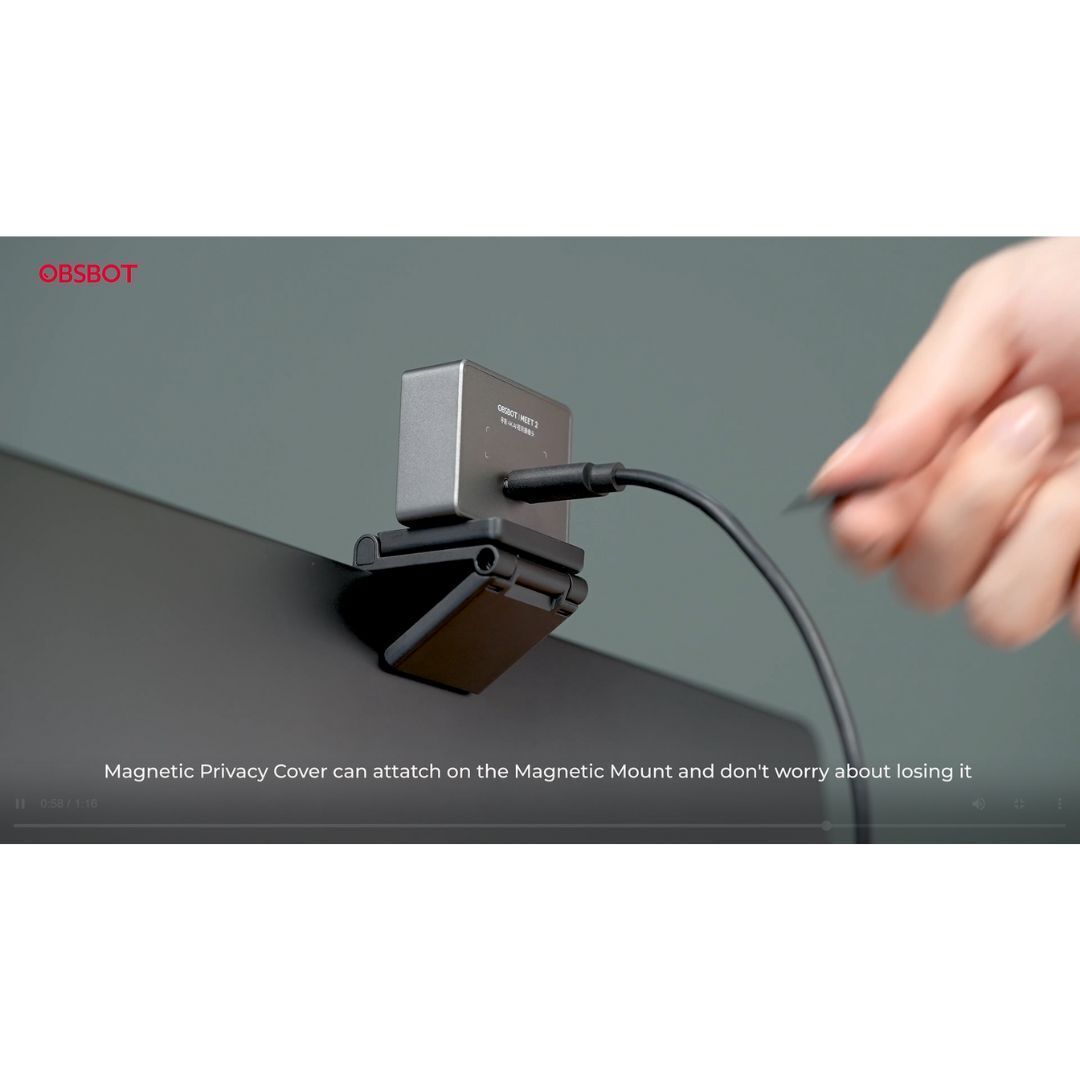 OBSBOT Meet 2 AI Powered Space Gray 4K Webcam with Fast Auto Focus