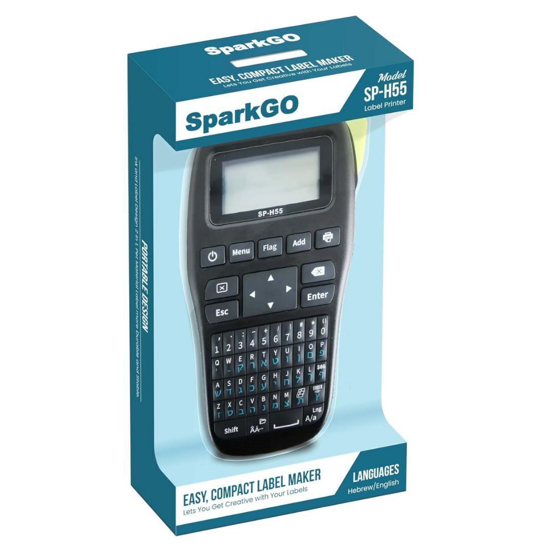 SparkGo SP H55 Handheld Compact Hebrew English Label Maker (Black