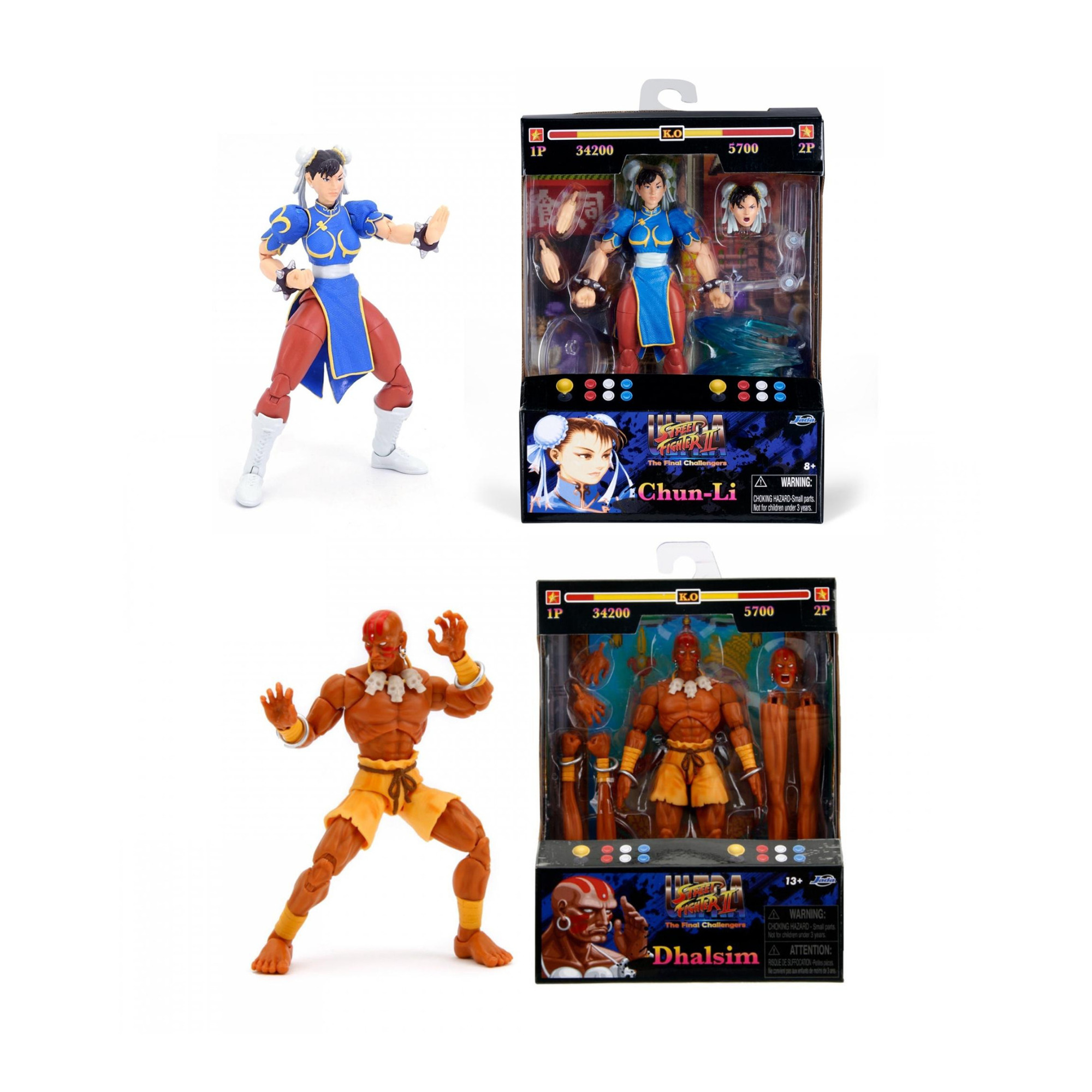 Jada Toys Street Fighter II Set Ryu Ken Dhalsim M. Bison Chun Li