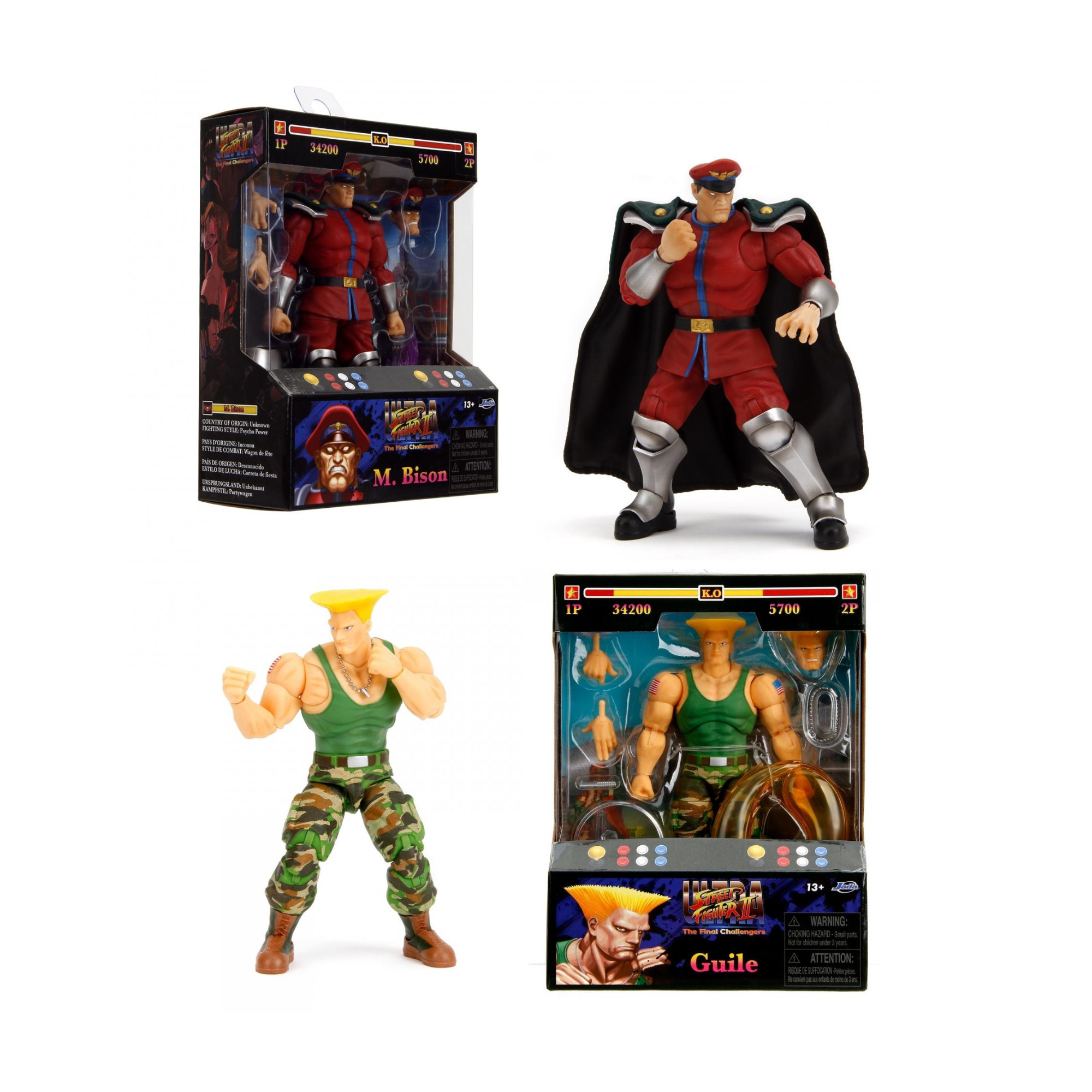 Jada Toys Street Fighter II Set Ryu Ken Dhalsim M. Bison Chun Li