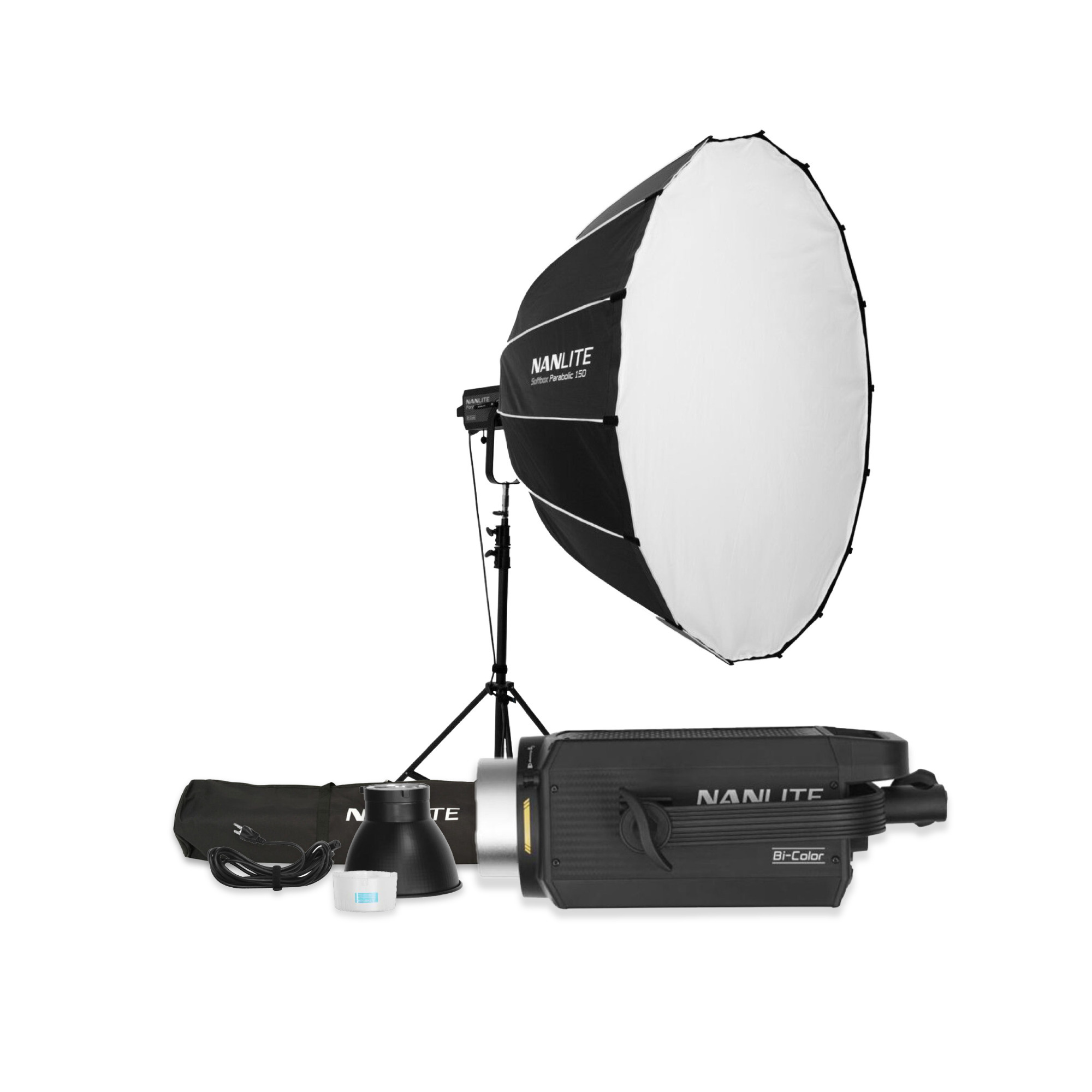 Nanlite FS-300B Bi-Color LED Monolight 150 Quick-Open Softbox 59in 