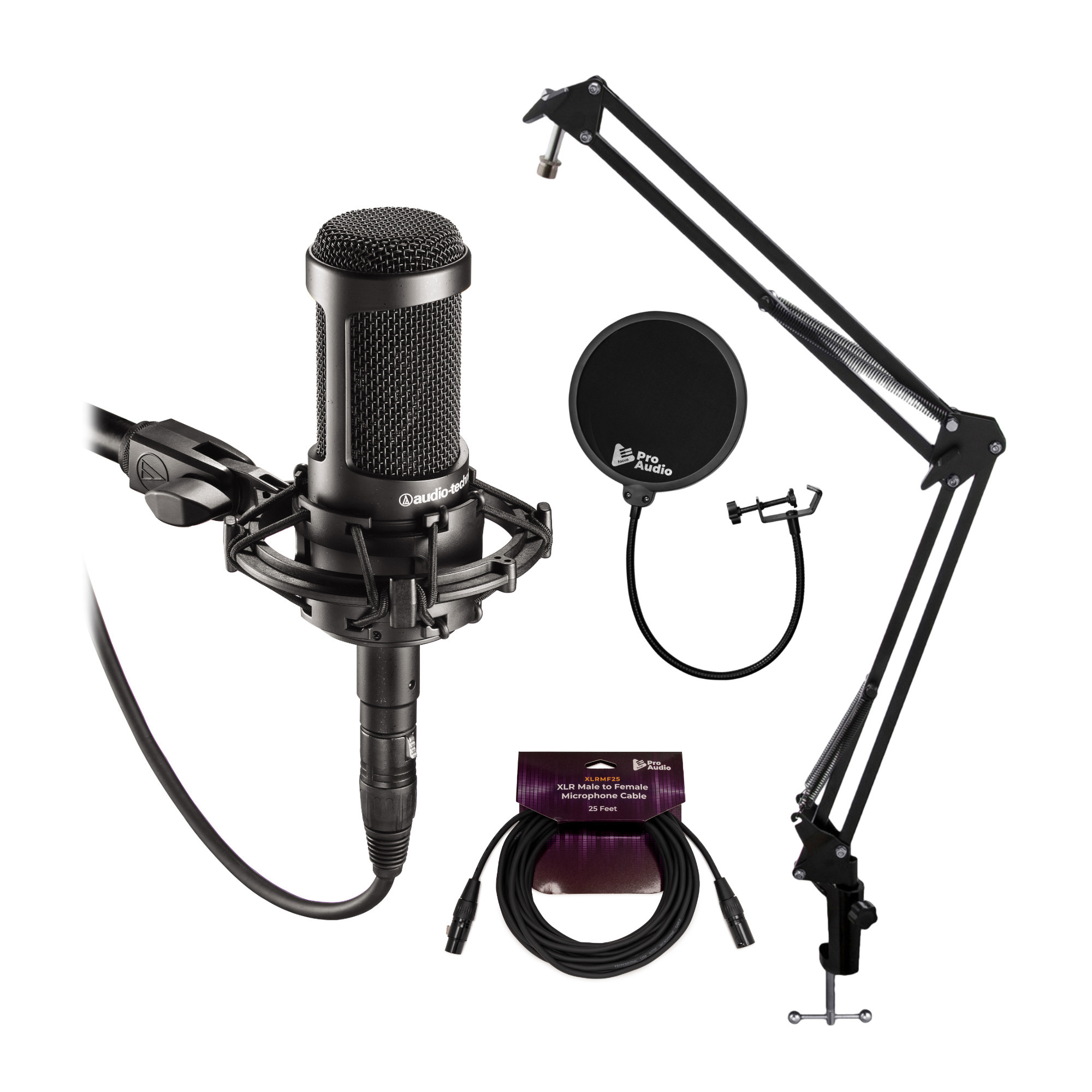 Audio Technica AT2035 Studio Condenser Microphone Accessory Bundle 