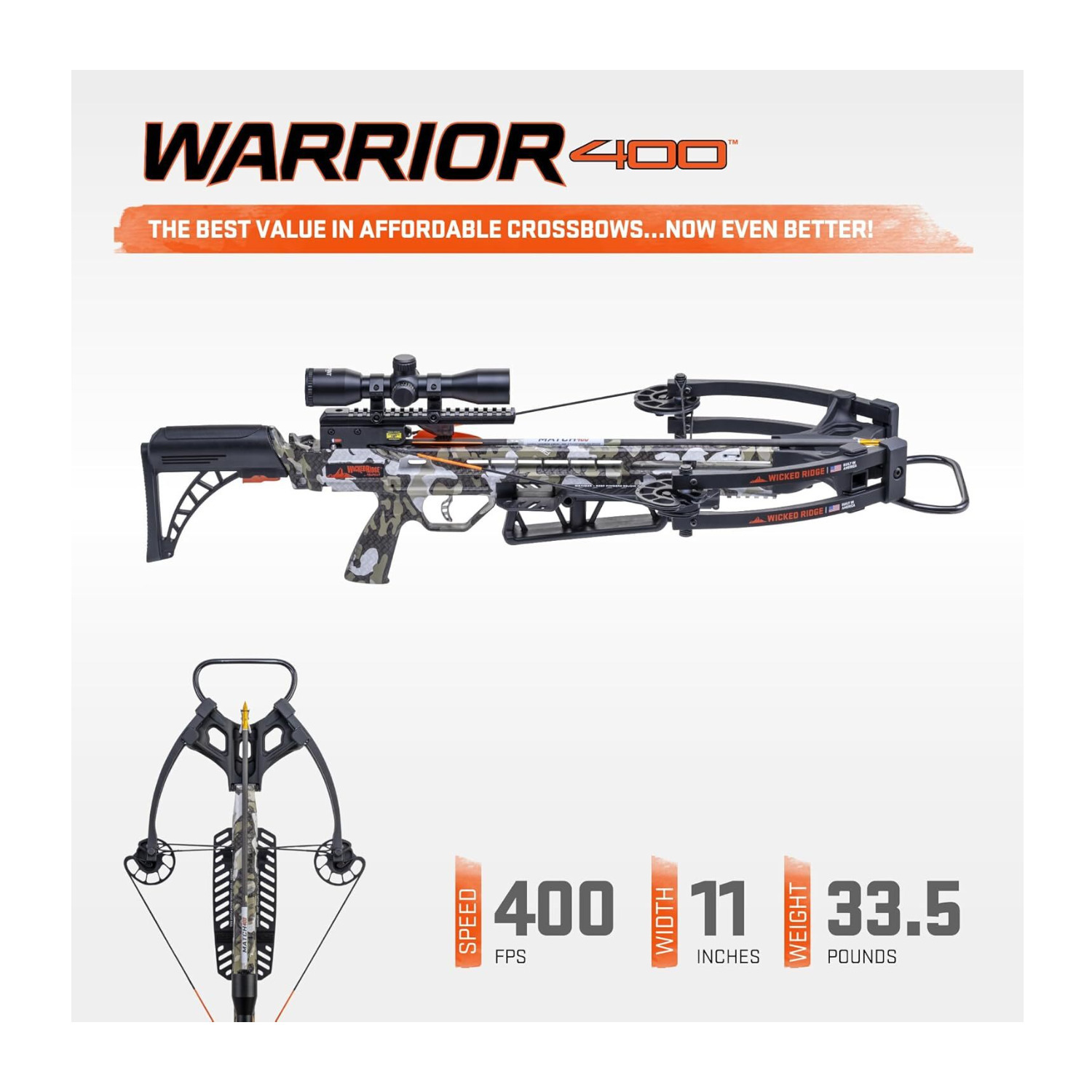 Wicked Ridge 405 Wicked Ridge Warrior 400 Crossbow 400 FPS with Scope and Arrows – South ...