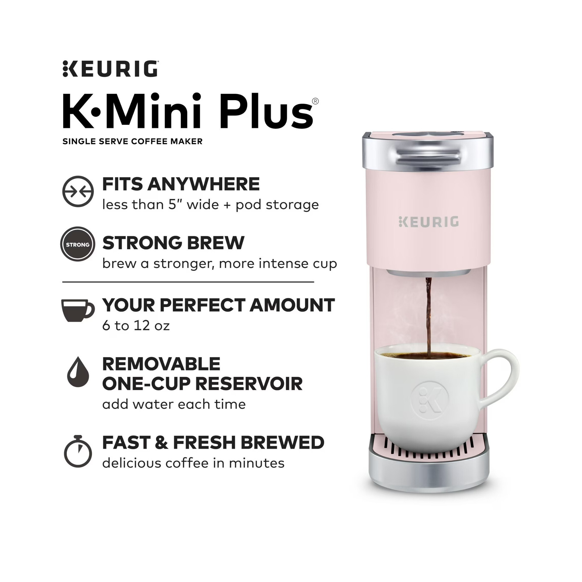 Keurig K-Mini Plus Single Serve Coffee Maker (Dusty Rose