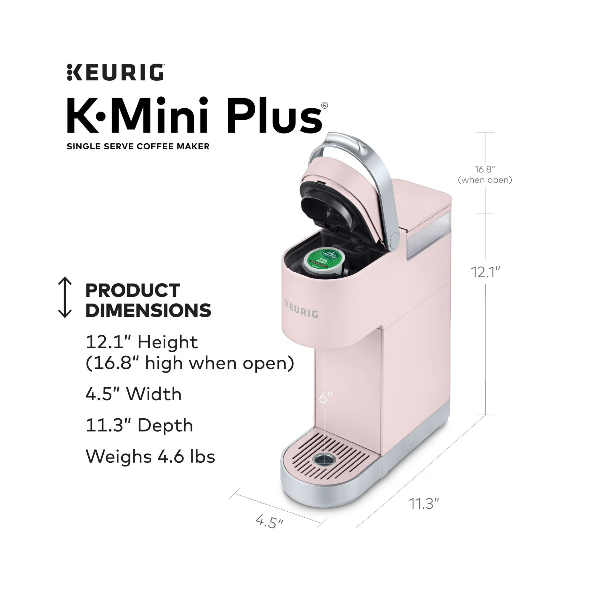 Keurig K-Mini Plus Single Serve Coffee Maker (Dusty Rose
